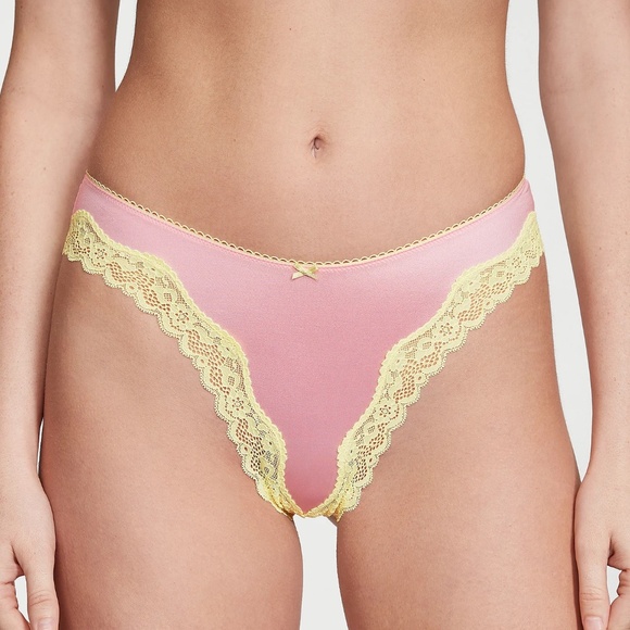 Victoria's Secret Tease High-Leg Scoop Thong Panty Pretty Blossom Large NEW - Picture 6 of 8